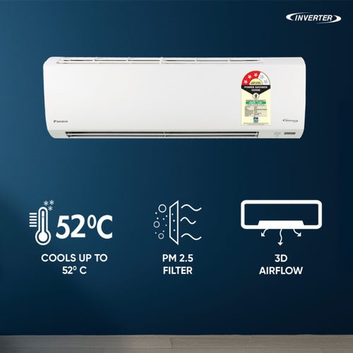 Daikin 1 Ton 3 Star Inverter Split AC | 100% Copper Condenser | Coanda Airflow | Triple Display | Power Chill Operation (ATKL35XV, 2026 Model - New BEE Rating) White