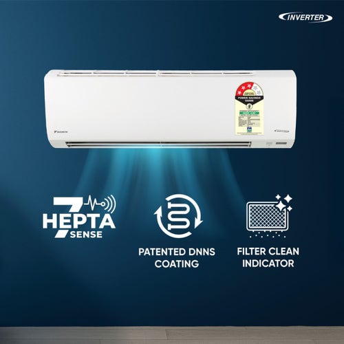 Daikin 1 Ton 3 Star Inverter Split AC | 100% Copper Condenser | Coanda Airflow | Triple Display | Power Chill Operation (ATKL35XV, 2026 Model - New BEE Rating) White