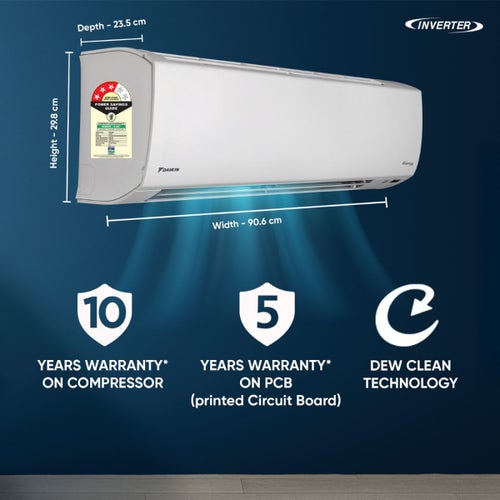 Daikin 1.5 Ton 3 Star Inverter Split AC | 100% Copper Condenser | Coanda Airflow | Triple Display | Power Chill Operation (ATKL50XV, 2026 Model - New BEE Rating) White