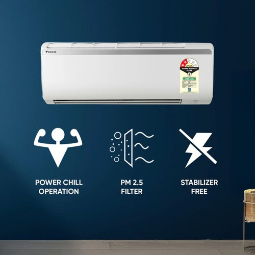 Daikin 1 Ton 2 Star Fixed Speed Split AC | 100% Copper Condenser | PM 2.5 Filter | Power Chill Operation | Coanda Airflow | Econo Mode (FTQ35XV, 2026 Model - New BEE Rating) White
