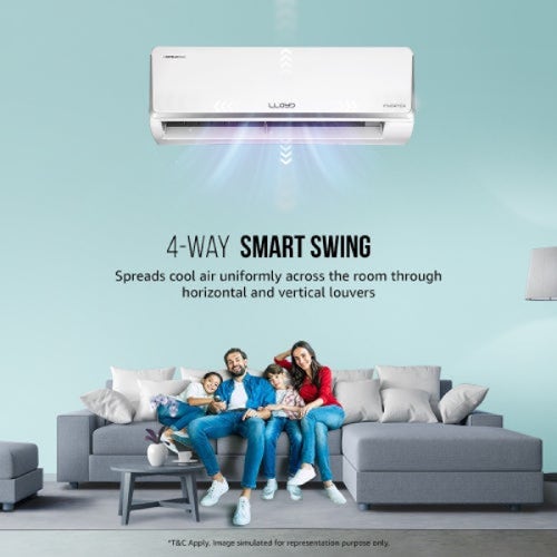Lloyd 1 Ton 3 Star Inverter Split AC | 6-in-1 Convertible | Smart 4-Way Swing | Wi-Fi Ready | Clean Air Filter | Turbo Cool (GLS12I3ASJSR, 2026 Model)