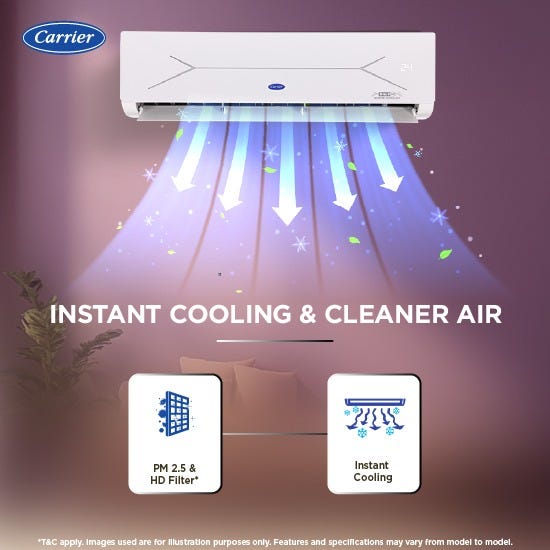 Carrier 1 Ton 3 Star Inverter Split AC | Flexicool 6-in-1 Convertible | Auto Cleanser | Refrigerant Leakage Detector | Copper Condenser (XCELEDGEGXI3SINV1TSPL, 2026 Model)