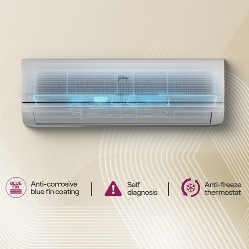 Godrej 1 Ton 3 Star Inverter Split AC | Copper Condenser | i-Sense Technology | Silent Operation | Self Clean (HIC12Y3THWA, 2026 Model) White