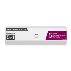 Godrej 1.5 Ton 5 Star Inverter Split AC | Copper Condenser | i-Sense Technology | Silent Operation | Self Clean (HIC18J5TGWA, 2026 Model) White