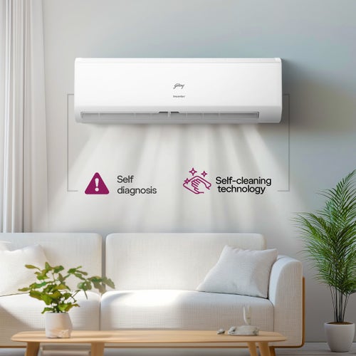 Godrej 1.5 Ton 5 Star Inverter Split AC | Copper Condenser | i-Sense Technology | Silent Operation | Self Clean (HIC18J5TGWA, 2026 Model) White