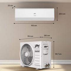 Godrej 2 Ton 3 Star Inverter Split AC | Copper Condenser | i-Sense Technology | Silent Operation | Self Clean (ECHIC24J3TSWA, 2026 Model) White