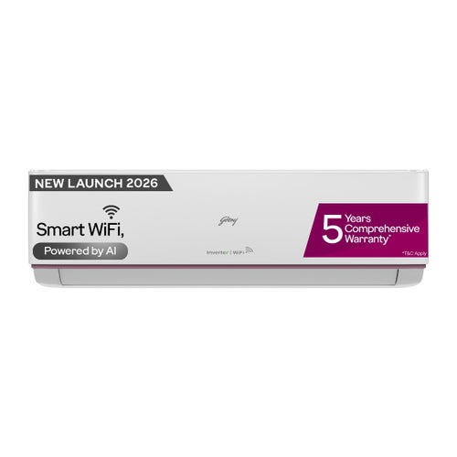 Godrej 1.5 Ton 3 Star Inverter Split AC | Wi-Fi Smart Control | 4-Way Swing | Copper Condenser | i-Sense Technology | Self Clean (HIC18Z3TGVAIOT4, 2026 Model) White
