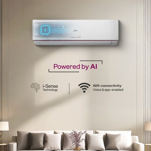 Godrej 1.5 Ton 3 Star Inverter Split AC | Wi-Fi Smart Control | 4-Way Swing | Copper Condenser | i-Sense Technology | Self Clean (HIC18Z3TGVAIOT4, 2026 Model) White