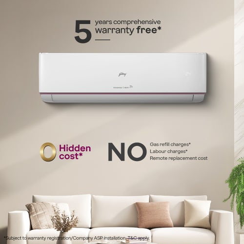 Godrej 1.5 Ton 3 Star Inverter Split AC | Wi-Fi Smart Control | 4-Way Swing | Copper Condenser | i-Sense Technology | Self Clean (HIC18Z3TGVAIOT4, 2026 Model) White