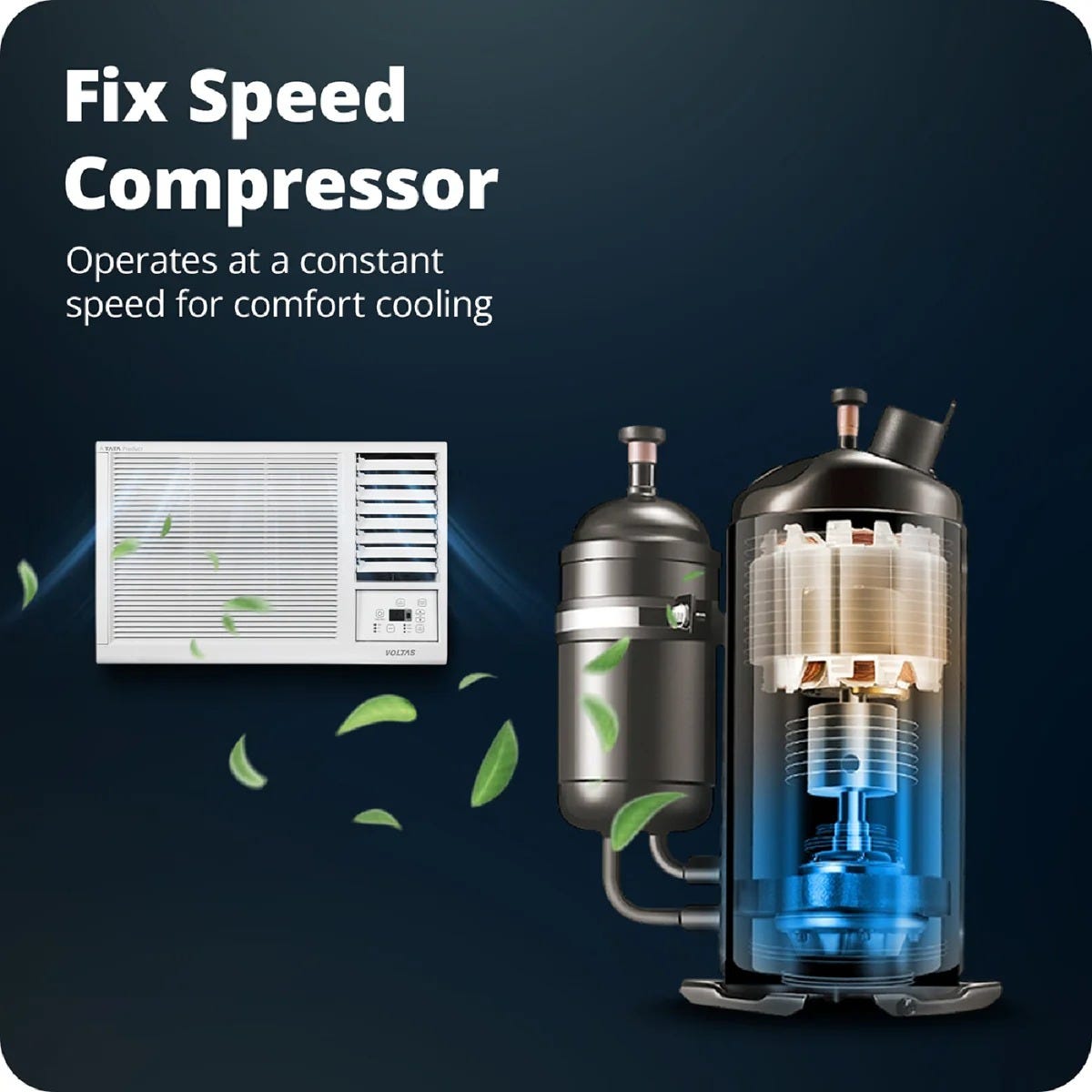 Voltas 1 Ton 2 Star Window AC | Copper Condenser | Anti-Dust Filter | Turbo Cooling | High Ambient Cooling (122FSPLATINA1TW, 2026 Model)