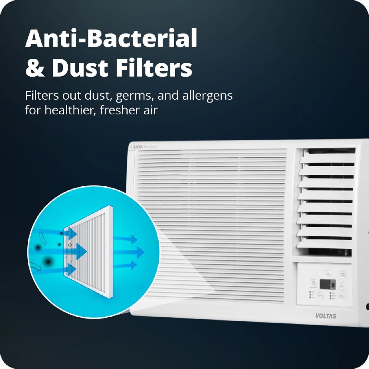 Voltas 1 Ton 2 Star Window AC | Copper Condenser | Anti-Dust Filter | Turbo Cooling | High Ambient Cooling (122FSPLATINA1TW, 2026 Model)