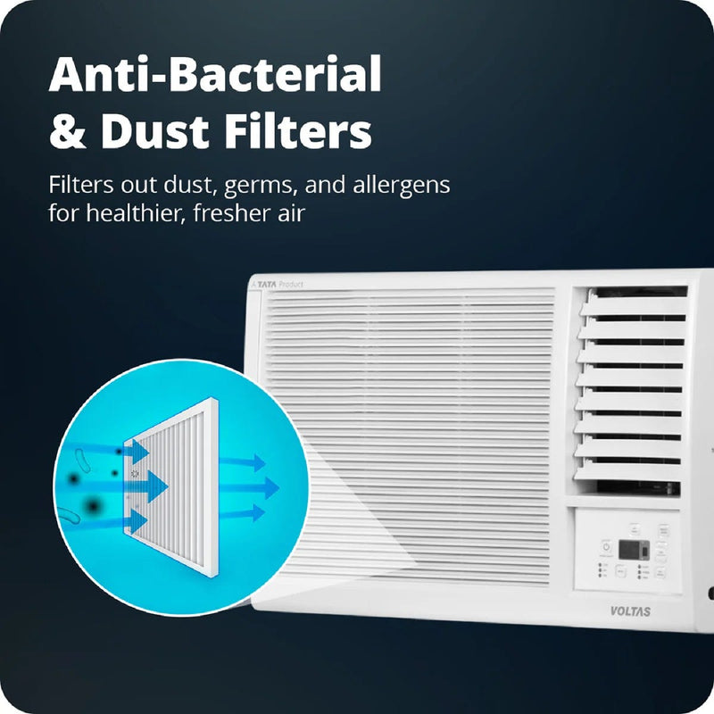 Voltas 1 Ton 2 Star Window AC | Copper Condenser | Anti-Dust Filter | Turbo Cooling | High Ambient Cooling (122FSPLATINA1TW, 2026 Model)