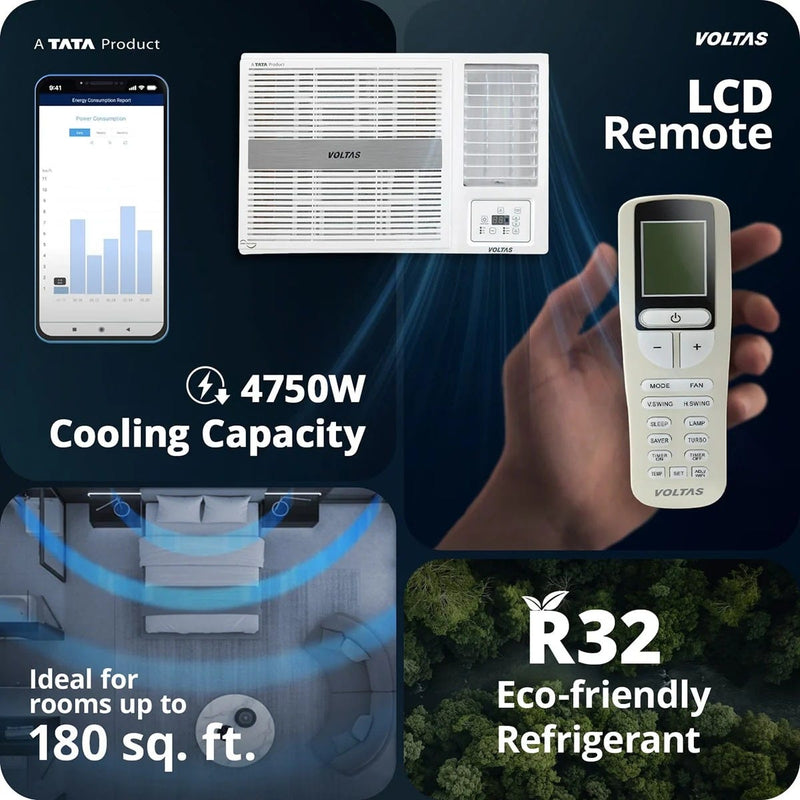 Voltas 1.5 Ton 2 Star Window AC | Copper Condenser | Anti-Dust Filter | Turbo Cooling | High Ambient Cooling (182FSPEARL15TW, 2026 Model)