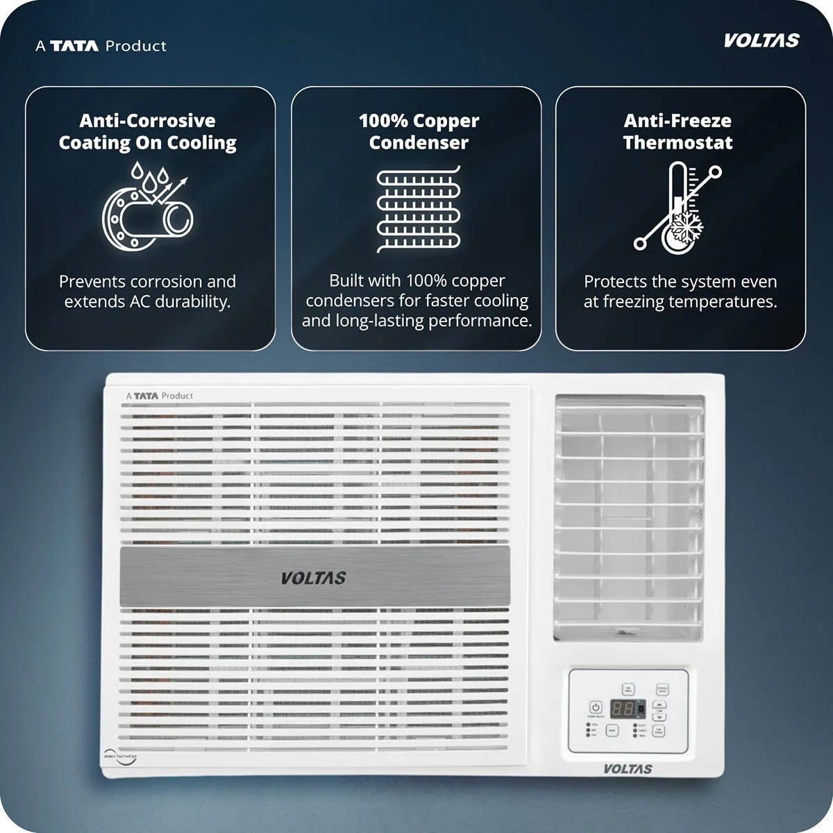Voltas 1.5 Ton 2 Star Window AC | Copper Condenser | Anti-Dust Filter | Turbo Cooling | High Ambient Cooling (182FSPEARL15TW, 2026 Model)