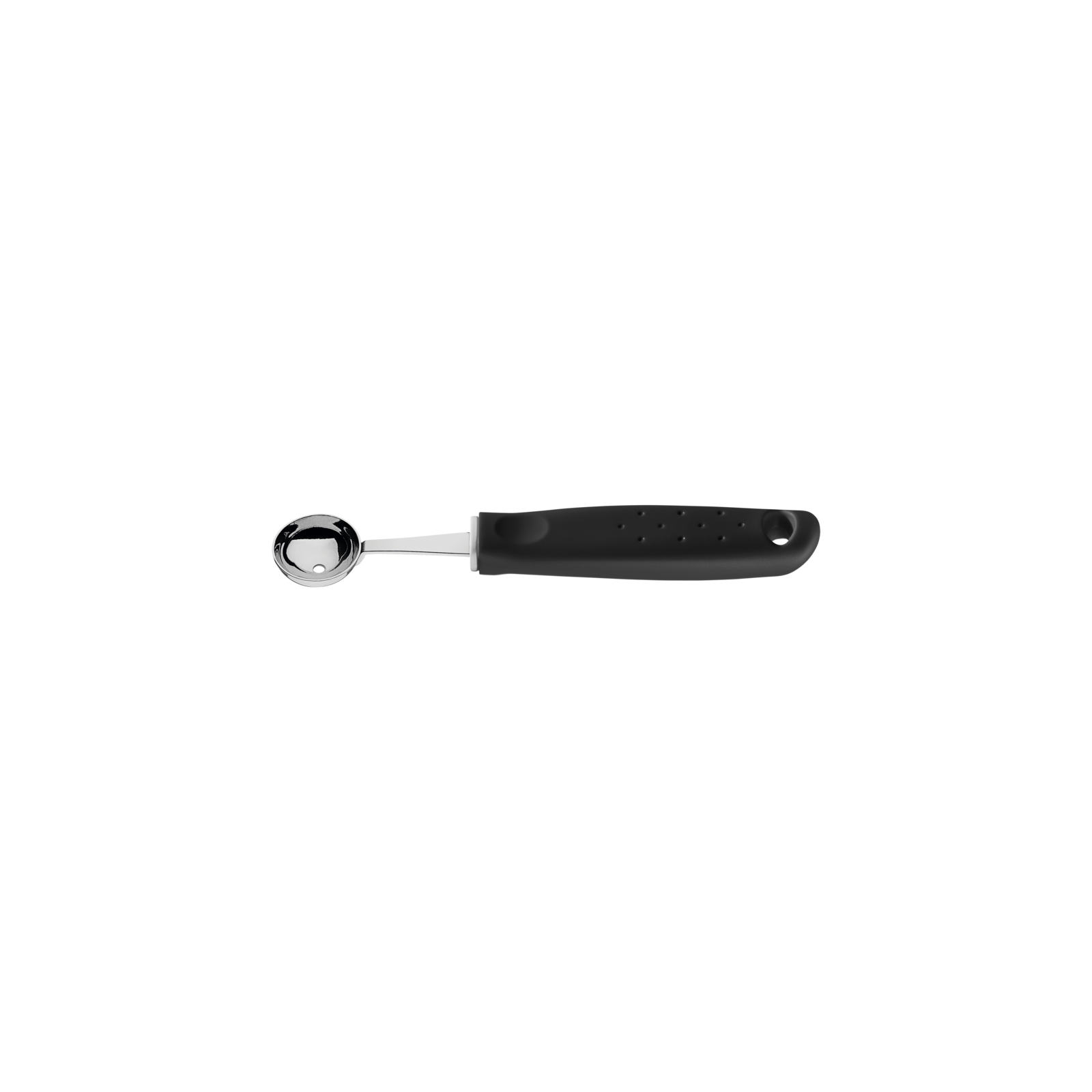 Utilitá stainless steel baller with 2.4 cm black polypropylene handle