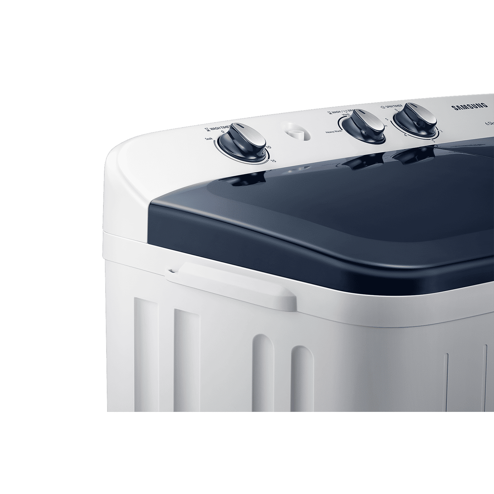 SAMSUNG 6.5 kg 5 Star Semi Automatic Washing Machine with Air Turbo Drying (WT65R2200LL/TL, Light Gray & Blue Base)