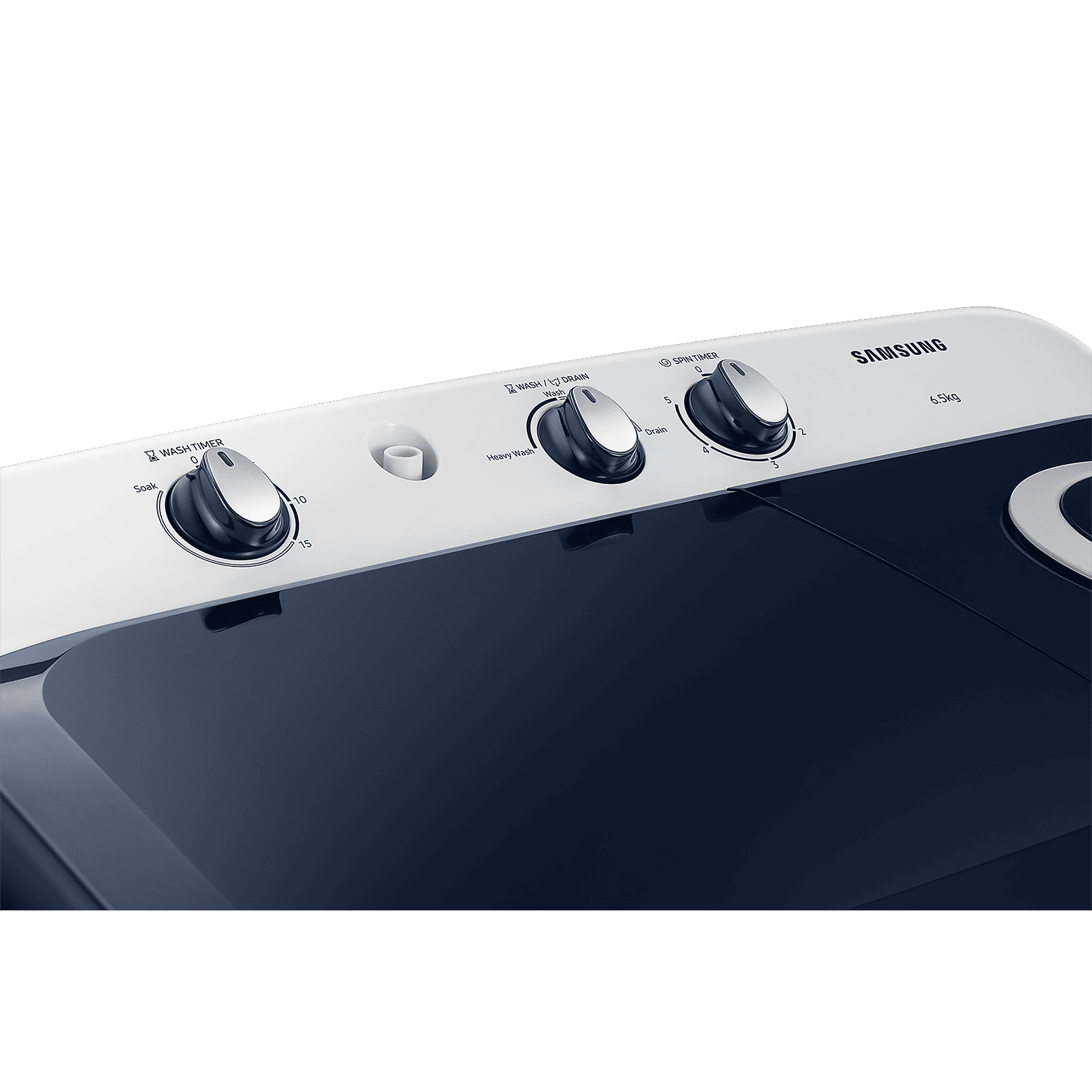 SAMSUNG 6.5 kg 5 Star Semi Automatic Washing Machine with Air Turbo Drying (WT65R2200LL/TL, Light Gray & Blue Base)