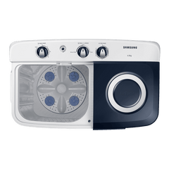 SAMSUNG 6.5 kg 5 Star Semi Automatic Washing Machine with Air Turbo Drying (WT65R2200LL/TL, Light Gray & Blue Base)
