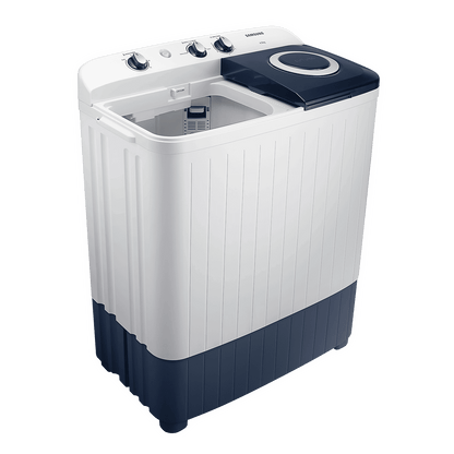 SAMSUNG 6.5 kg 5 Star Semi Automatic Washing Machine with Air Turbo Drying (WT65R2200LL/TL, Light Gray & Blue Base)