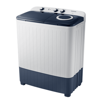SAMSUNG 6.5 kg 5 Star Semi Automatic Washing Machine with Air Turbo Drying (WT65R2200LL/TL, Light Gray & Blue Base)