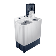 SAMSUNG 6.5 kg 5 Star Semi Automatic Washing Machine with Air Turbo Drying (WT65R2200LL/TL, Light Gray & Blue Base)