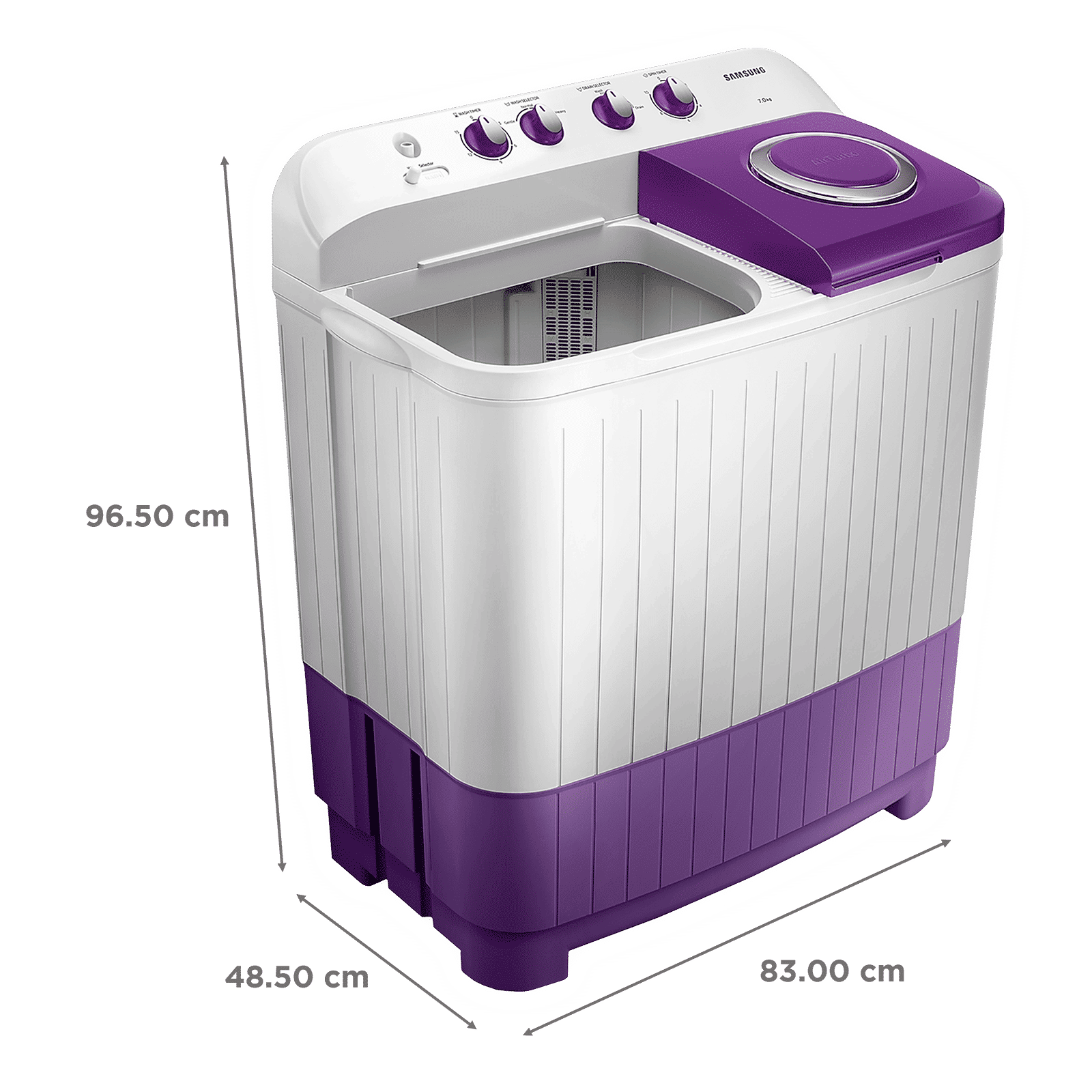 SAMSUNG 7 kg 5 Star Semi Automatic Washing Machine with Double Strong Pulsator (WT70M3000UU/TL, Light Gray & Voilet)