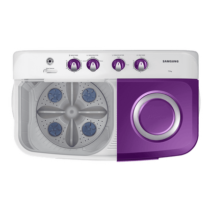 SAMSUNG 7 kg 5 Star Semi Automatic Washing Machine with Double Strong Pulsator (WT70M3000UU/TL, Light Gray & Voilet)