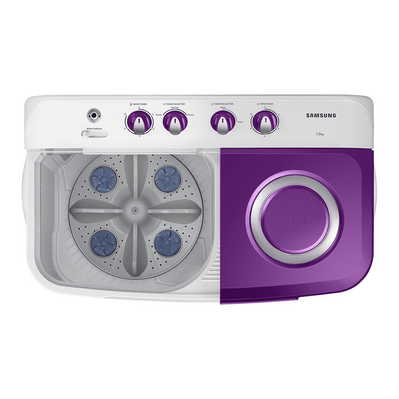 SAMSUNG 7 kg 5 Star Semi Automatic Washing Machine with Double Strong Pulsator (WT70M3000UU/TL, Light Gray & Voilet)