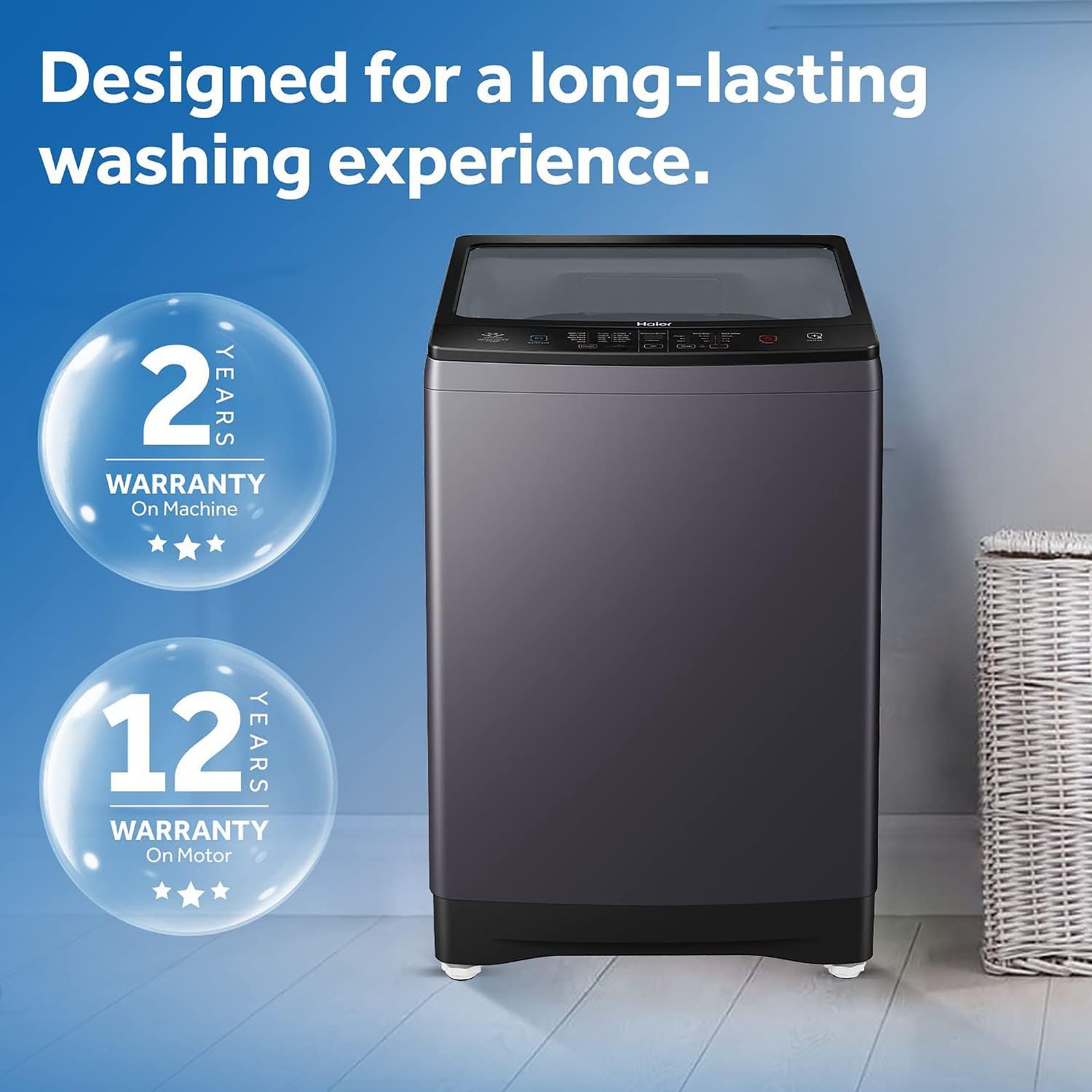 Haier 8 kg Fully Automatic Top Load Washing Machine (HWM80-H826S6, In-built Heater, Jade Silver)