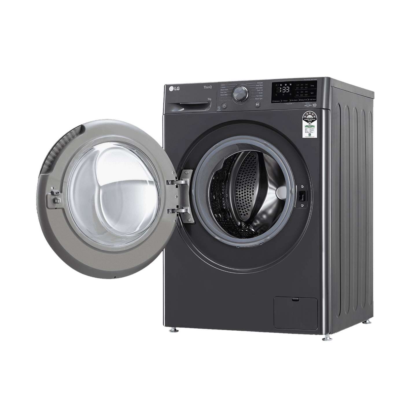 LG 9kg 5 Star Fully Automatic Front Load Washing Machine (FHV1409Z4M.ABMQEIL, LG ThinQ with Wi-Fi, Middle Black)