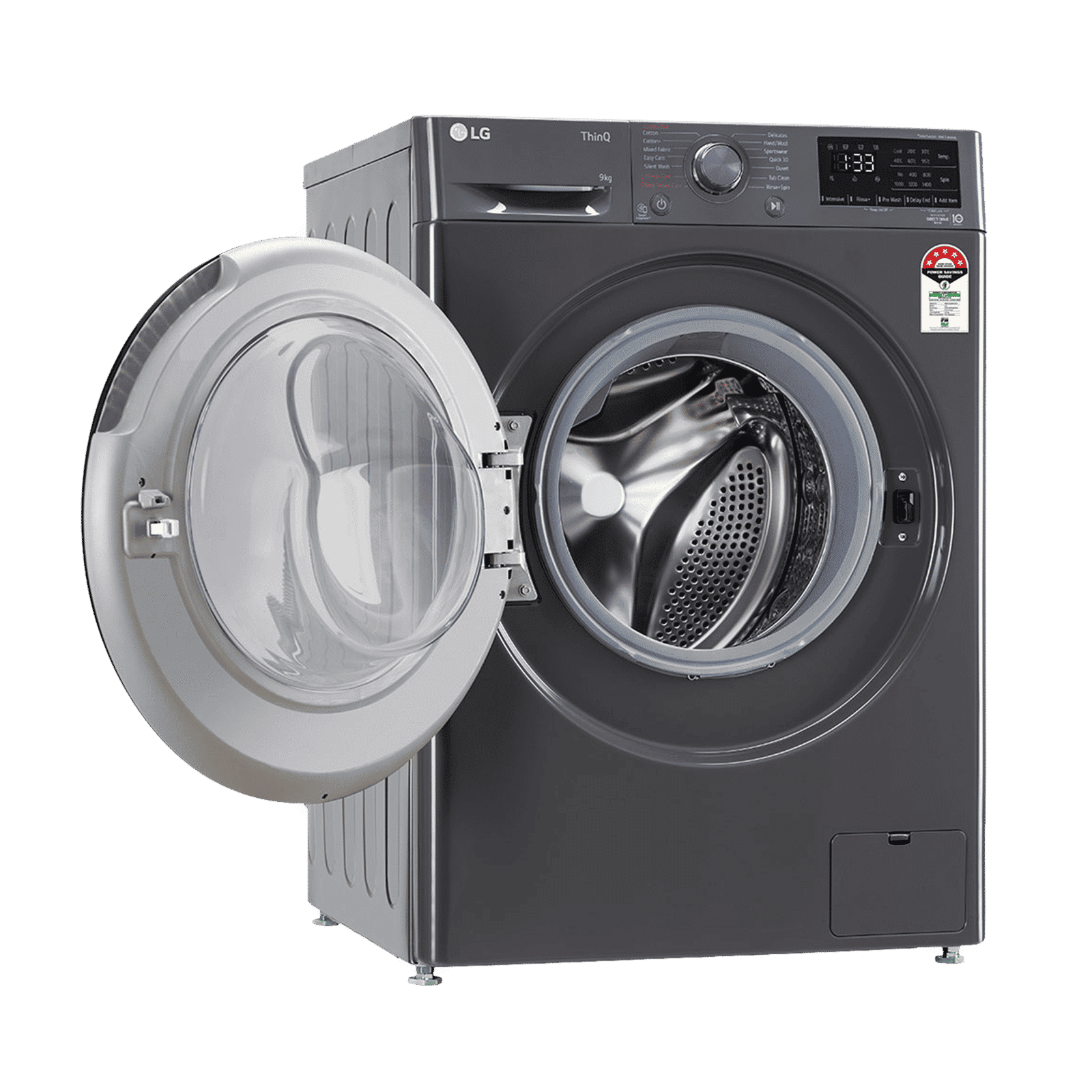LG 9kg 5 Star Fully Automatic Front Load Washing Machine (FHV1409Z4M.ABMQEIL, LG ThinQ with Wi-Fi, Middle Black)