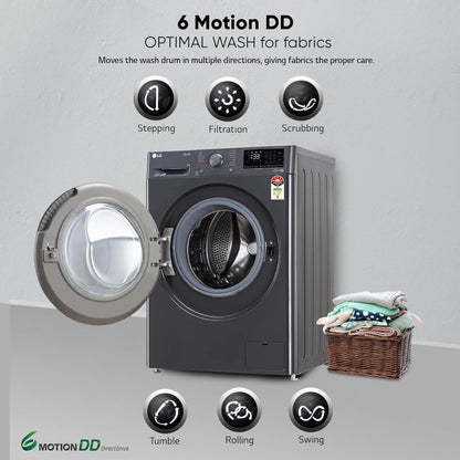 LG 9kg 5 Star Fully Automatic Front Load Washing Machine (FHV1409Z4M.ABMQEIL, LG ThinQ with Wi-Fi, Middle Black)