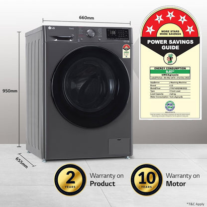 LG 9kg 5 Star Fully Automatic Front Load Washing Machine (FHV1409Z4M.ABMQEIL, LG ThinQ with Wi-Fi, Middle Black)