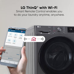 LG 9kg 5 Star Fully Automatic Front Load Washing Machine (FHV1409Z4M.ABMQEIL, LG ThinQ with Wi-Fi, Middle Black)