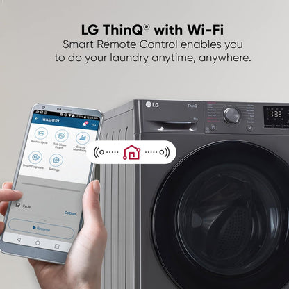 LG 9kg 5 Star Fully Automatic Front Load Washing Machine (FHV1409Z4M.ABMQEIL, LG ThinQ with Wi-Fi, Middle Black)