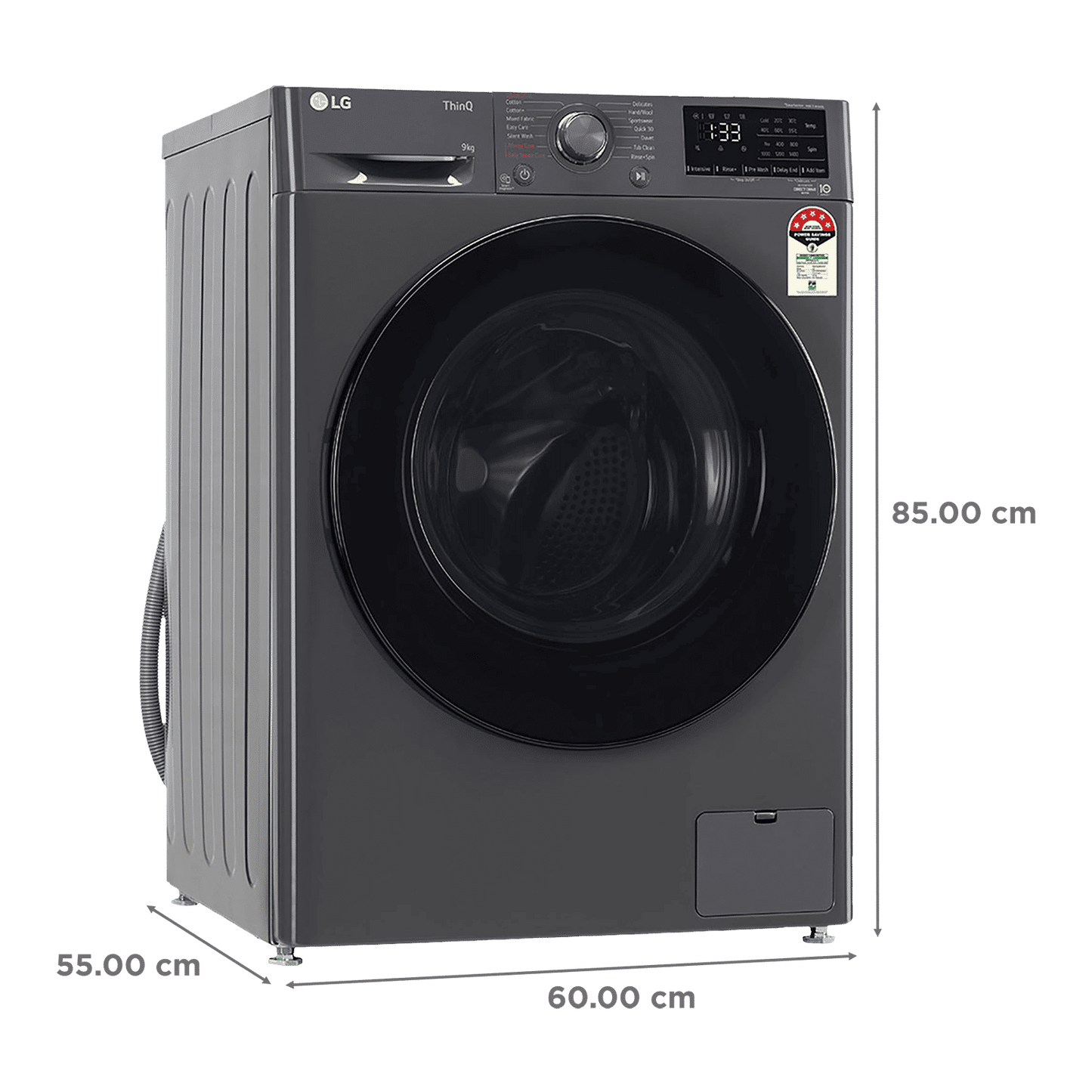LG 9kg 5 Star Fully Automatic Front Load Washing Machine (FHV1409Z4M.ABMQEIL, LG ThinQ with Wi-Fi, Middle Black)