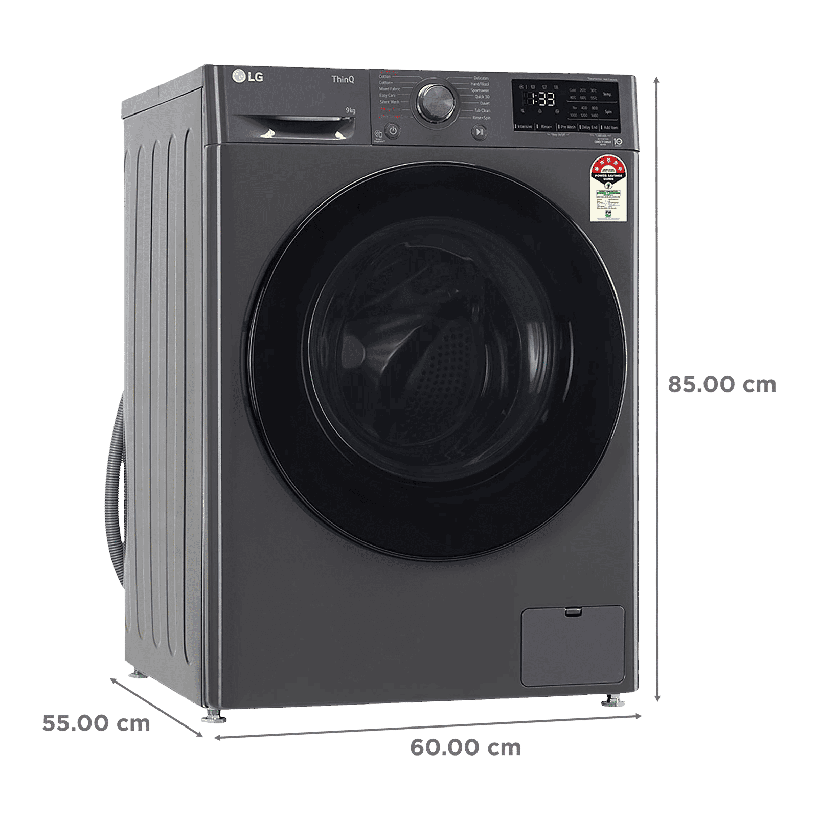 LG 9kg 5 Star Fully Automatic Front Load Washing Machine (FHV1409Z4M.ABMQEIL, LG ThinQ with Wi-Fi, Middle Black)