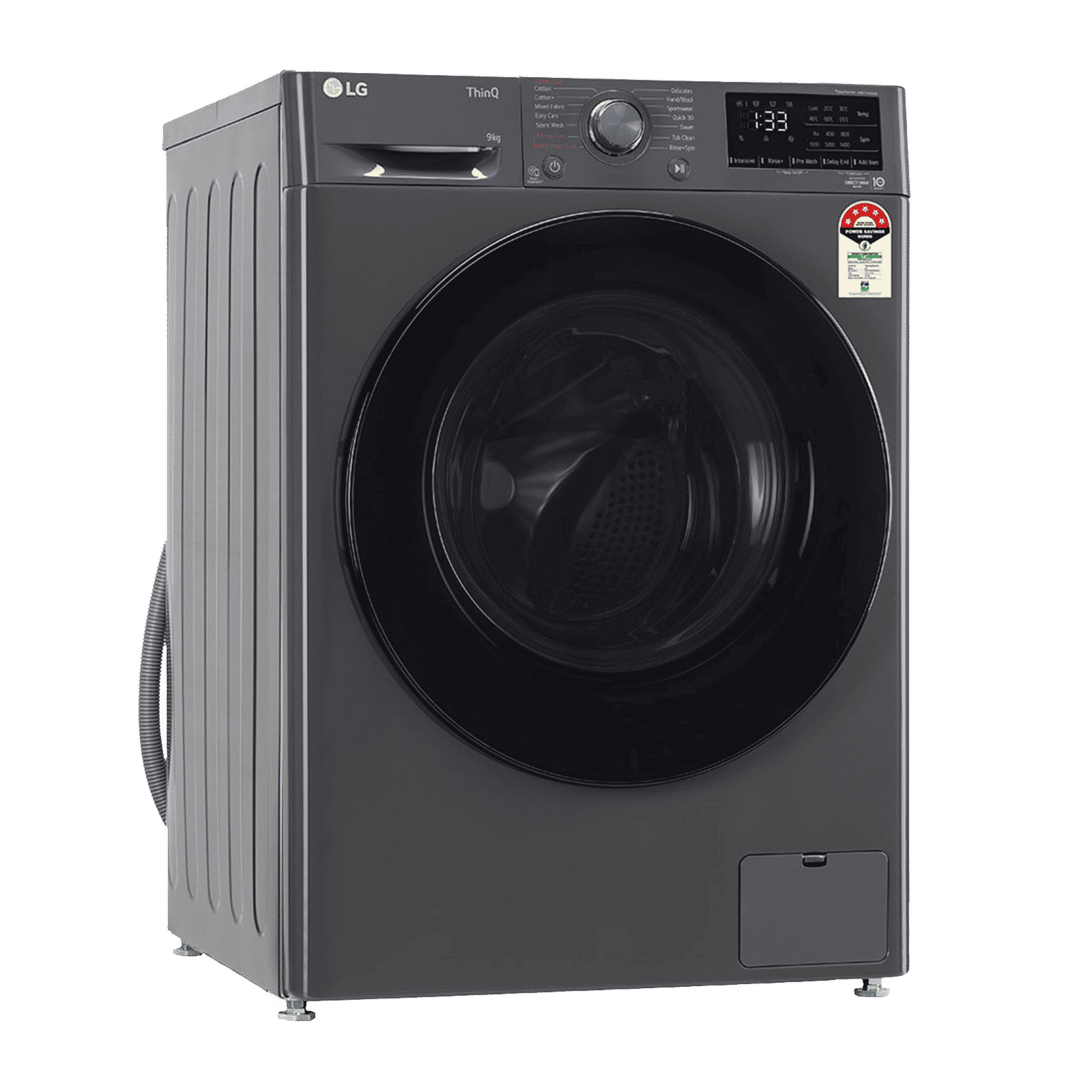 LG 9kg 5 Star Fully Automatic Front Load Washing Machine (FHV1409Z4M.ABMQEIL, LG ThinQ with Wi-Fi, Middle Black)