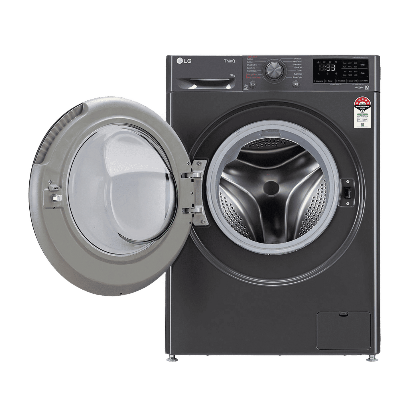 LG 9kg 5 Star Fully Automatic Front Load Washing Machine (FHV1409Z4M.ABMQEIL, LG ThinQ with Wi-Fi, Middle Black)
