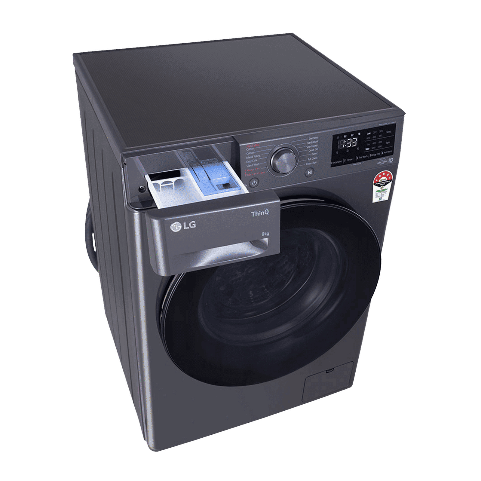 LG 9kg 5 Star Fully Automatic Front Load Washing Machine (FHV1409Z4M.ABMQEIL, LG ThinQ with Wi-Fi, Middle Black)