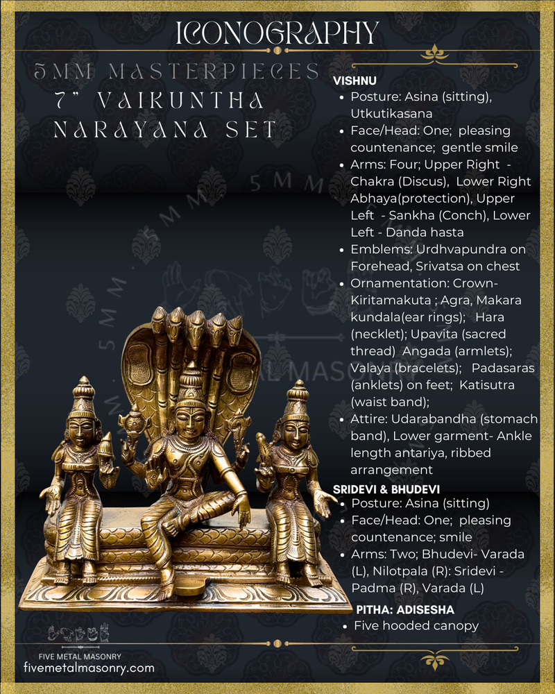 Vaikunta Narayana Panchaloha Bronze Icon Set - 7"-  Masterpieces Collection