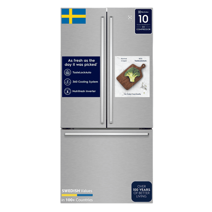 Electrolux UltimateTaste 700 524 Litres Frost Free French Door Refrigerator with NutriFresher Inverter Compressor (EHE5224C-A NIN, Arctic Silver)