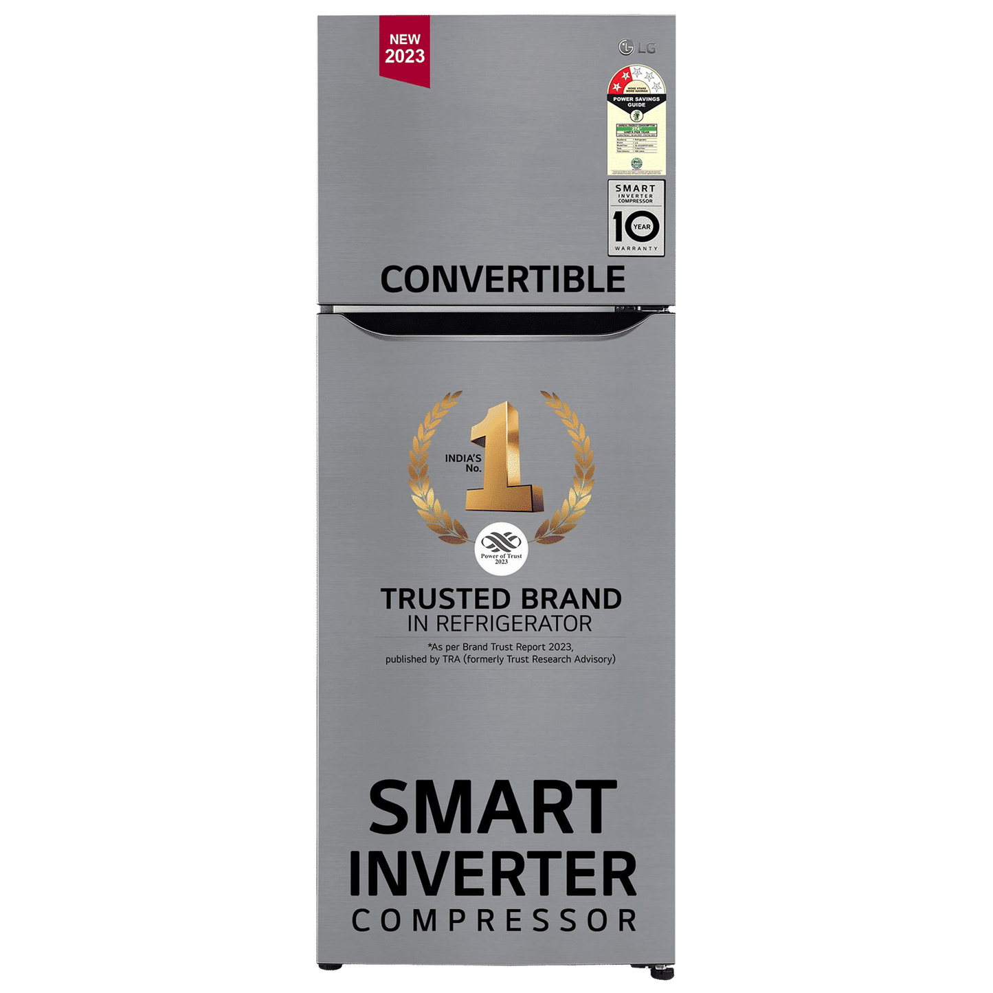 LG 288 Litres 2 Star Frost Free Double Door Convertible Refrigerator with Multi Air Flow (GL-S322SPZY.APZZEB, Shiny Steel)