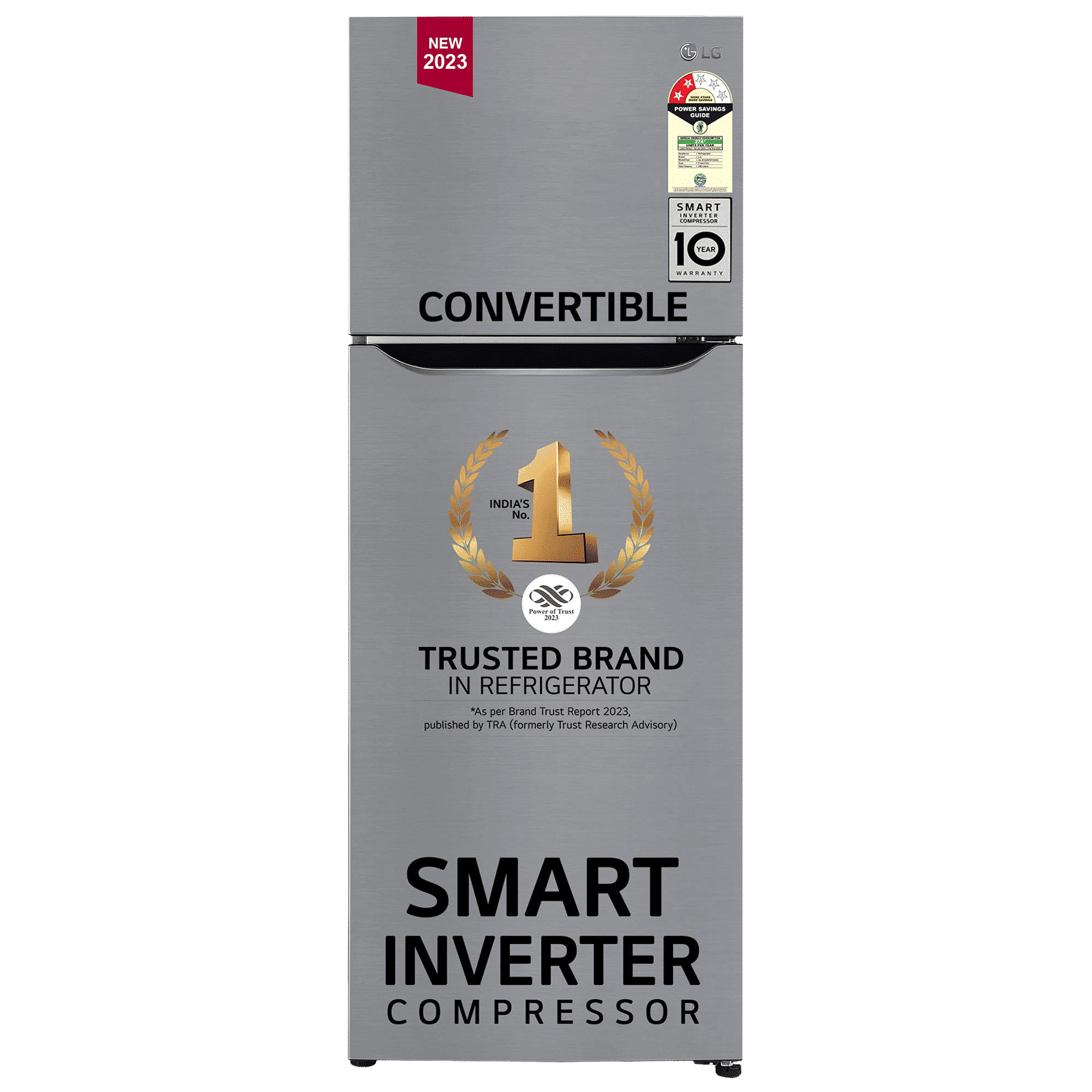 LG 288 Litres 2 Star Frost Free Double Door Convertible Refrigerator with Multi Air Flow (GL-S322SPZY.APZZEB, Shiny Steel)