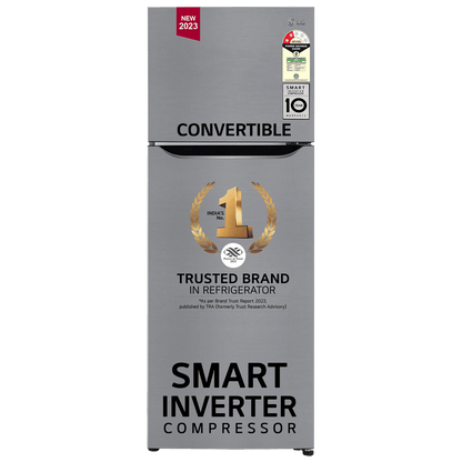 LG 288 Litres 2 Star Frost Free Double Door Convertible Refrigerator with Multi Air Flow (GL-S322SPZY.APZZEB, Shiny Steel)