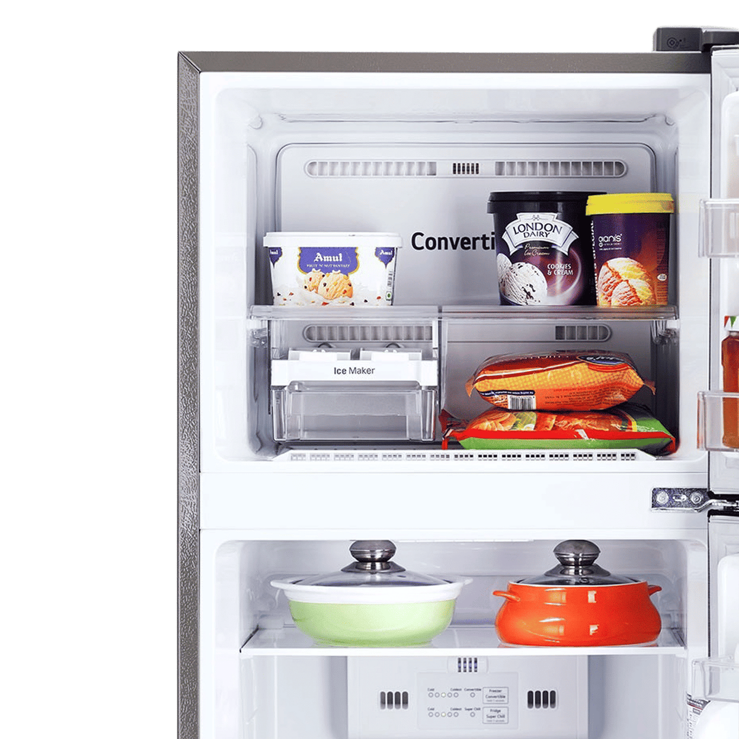 LG 288 Litres 2 Star Frost Free Double Door Convertible Refrigerator with Multi Air Flow (GL-S322SPZY.APZZEB, Shiny Steel)