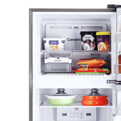 LG 288 Litres 2 Star Frost Free Double Door Convertible Refrigerator with Multi Air Flow (GL-S322SPZY.APZZEB, Shiny Steel)