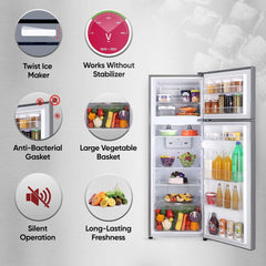 LG 288 Litres 2 Star Frost Free Double Door Convertible Refrigerator with Multi Air Flow (GL-S322SPZY.APZZEB, Shiny Steel)