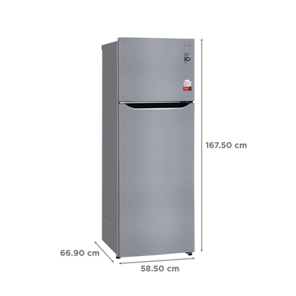 LG 288 Litres 2 Star Frost Free Double Door Convertible Refrigerator with Multi Air Flow (GL-S322SPZY.APZZEB, Shiny Steel)