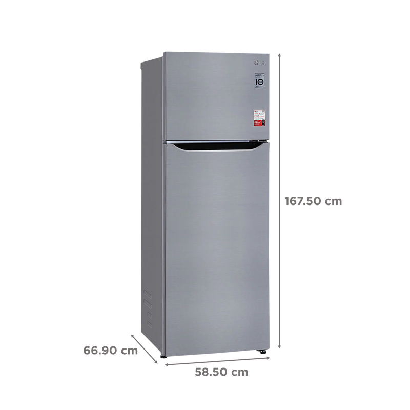 LG 288 Litres 2 Star Frost Free Double Door Convertible Refrigerator with Multi Air Flow (GL-S322SPZY.APZZEB, Shiny Steel)